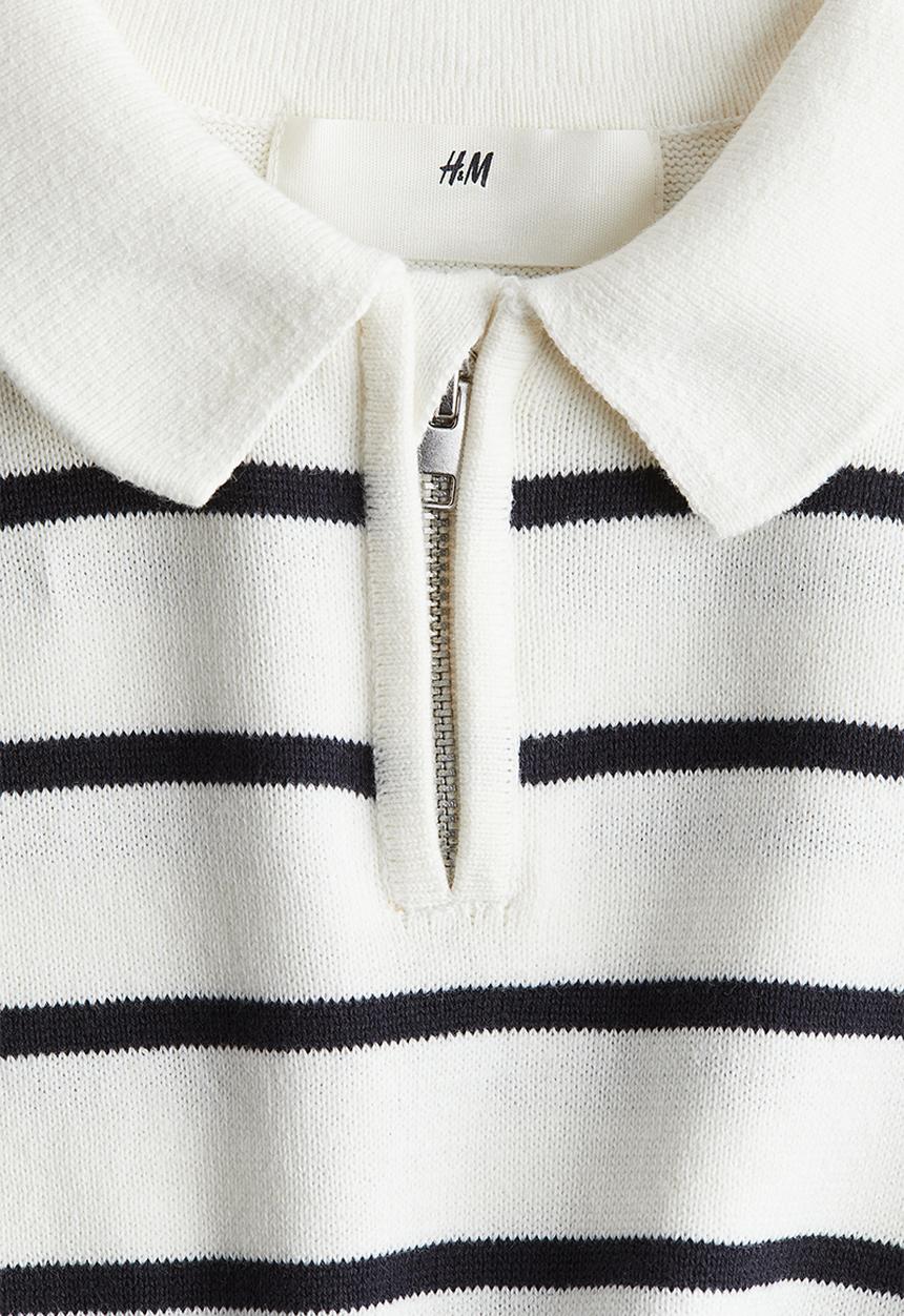 H&M - Zip-top polo jumper - white striped