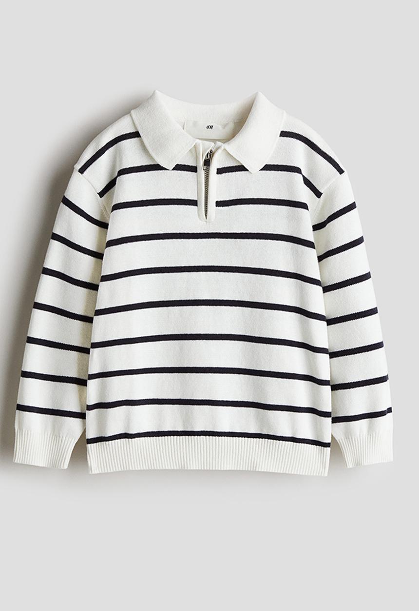 H&M - Zip-top polo jumper - white striped