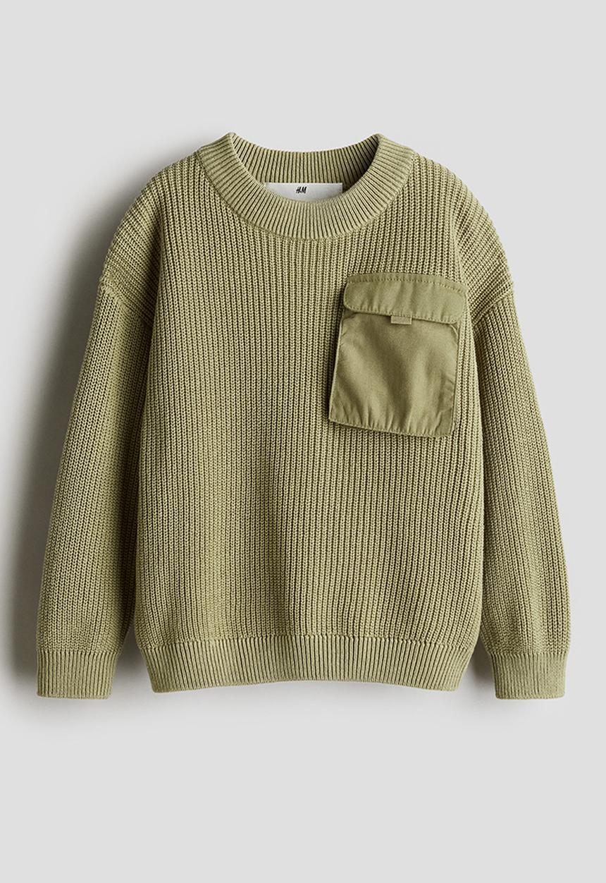 H&M - Flap-pocket jumper - light khaki green