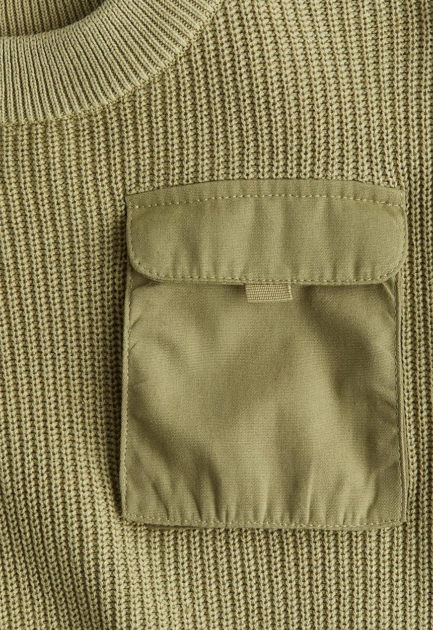 H&M - Flap-pocket jumper - light khaki green