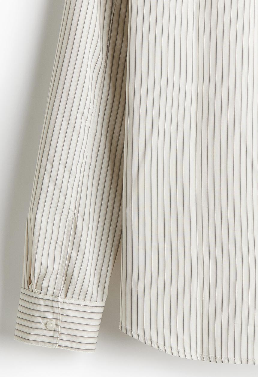 H&M - Regular fit shirt - light beige/striped 