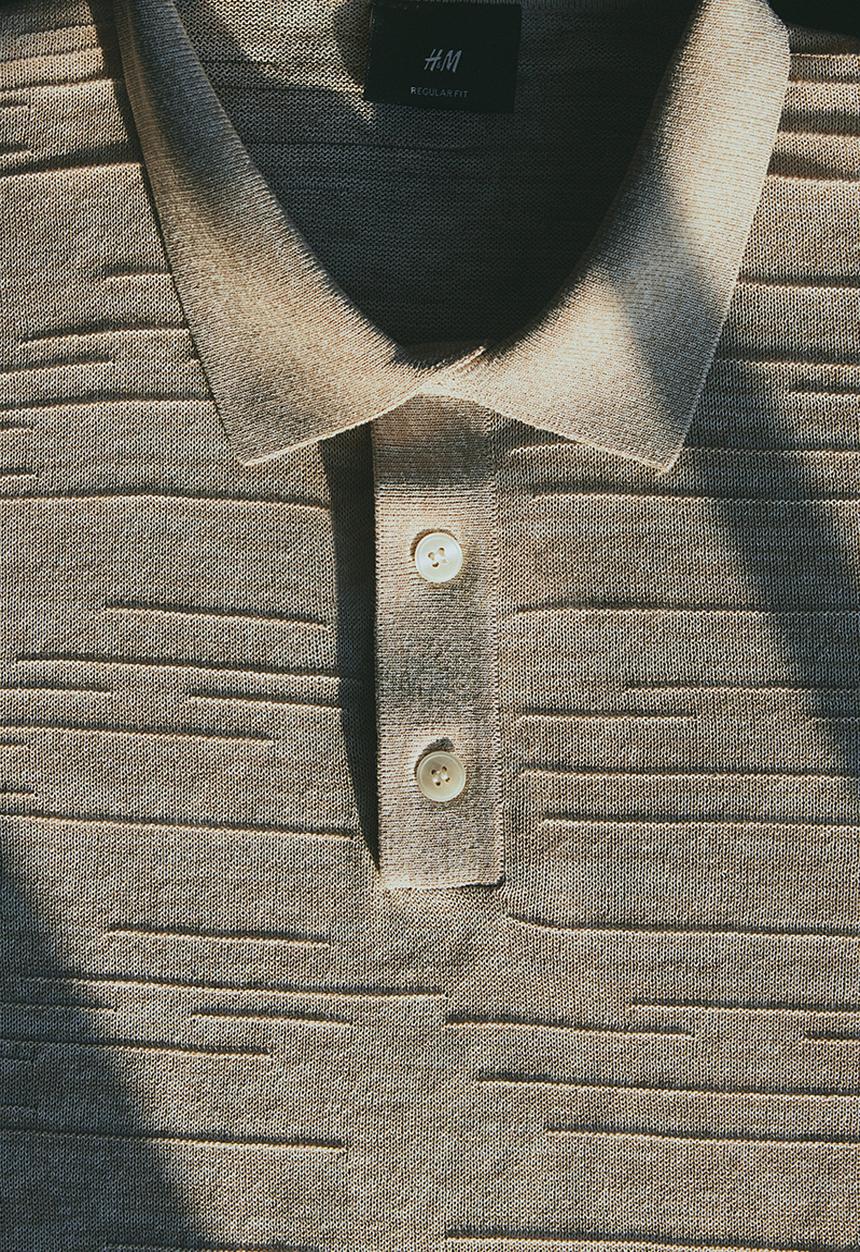 H&M - Regular fit fine-knit polo shirt - beige
