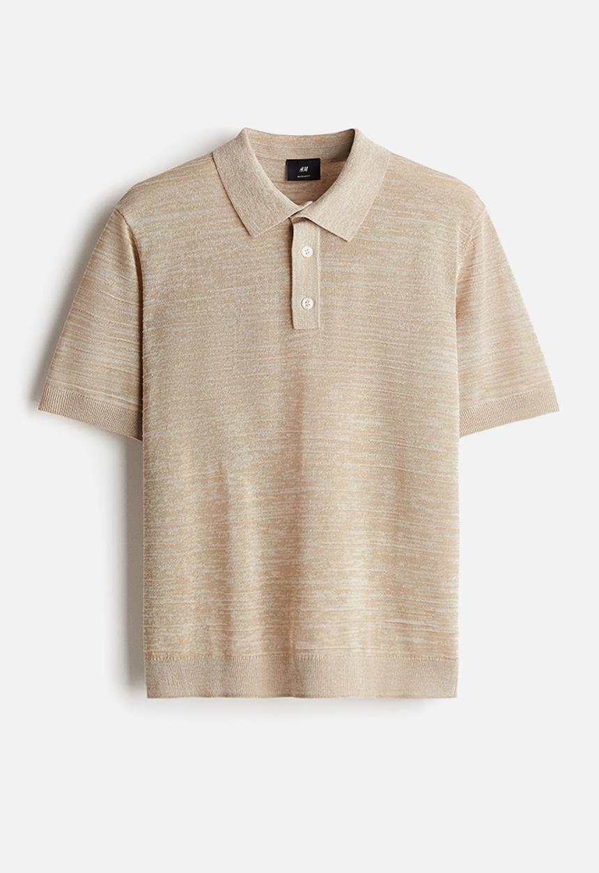 H&M - Regular fit fine-knit polo shirt - beige