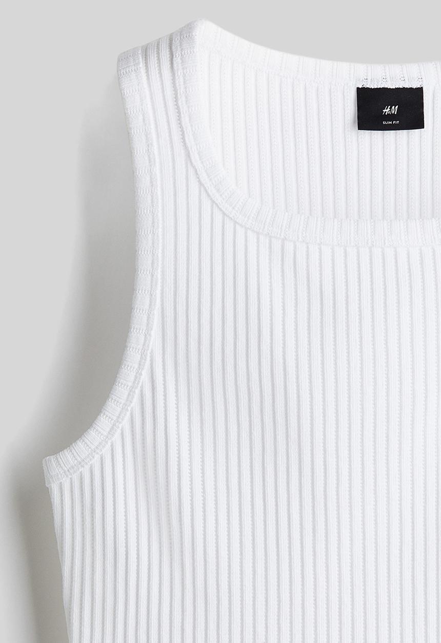 H&M - Slim fit ribbed vest top - white