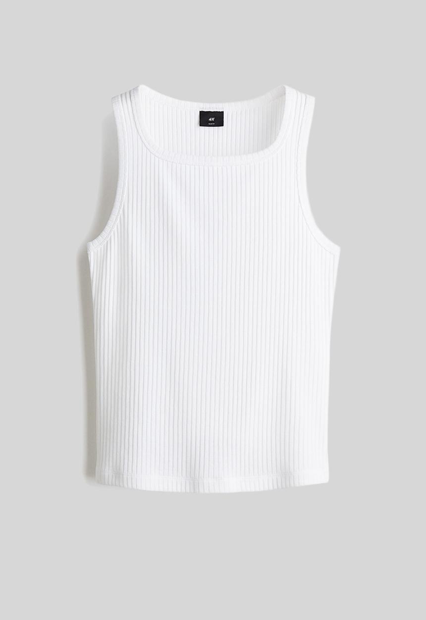 H&M - Slim fit ribbed vest top - white