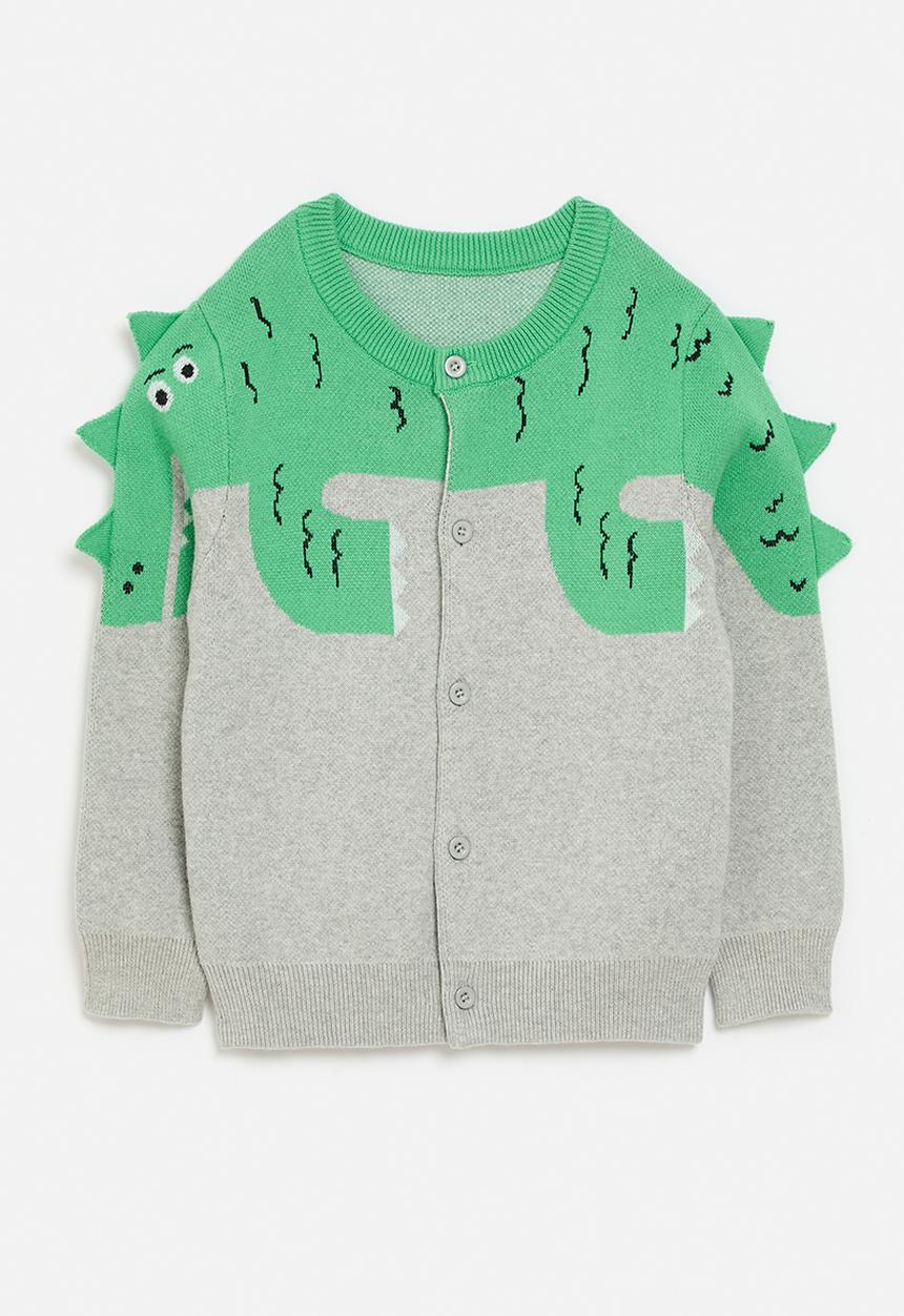 Pop Candy - Button down cardigan - green & grey