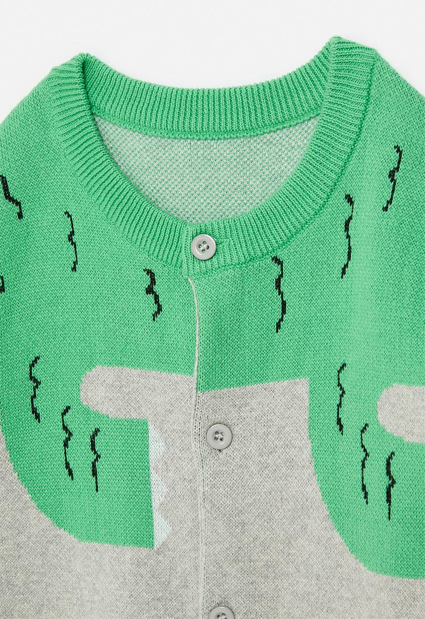 Pop Candy - Button down cardigan - green & grey