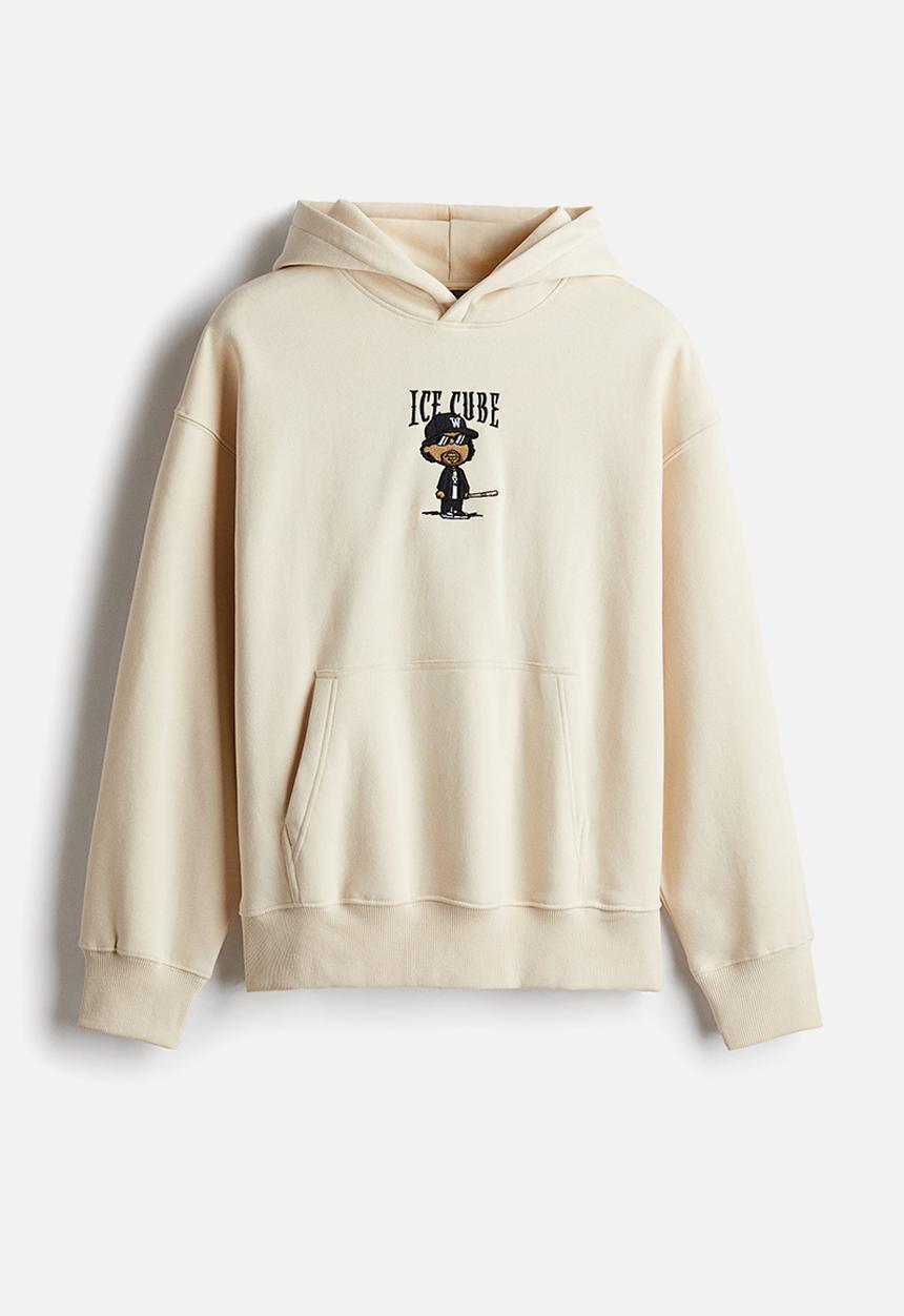H&M - Oversized fit printed hoodie - light beige ice cube