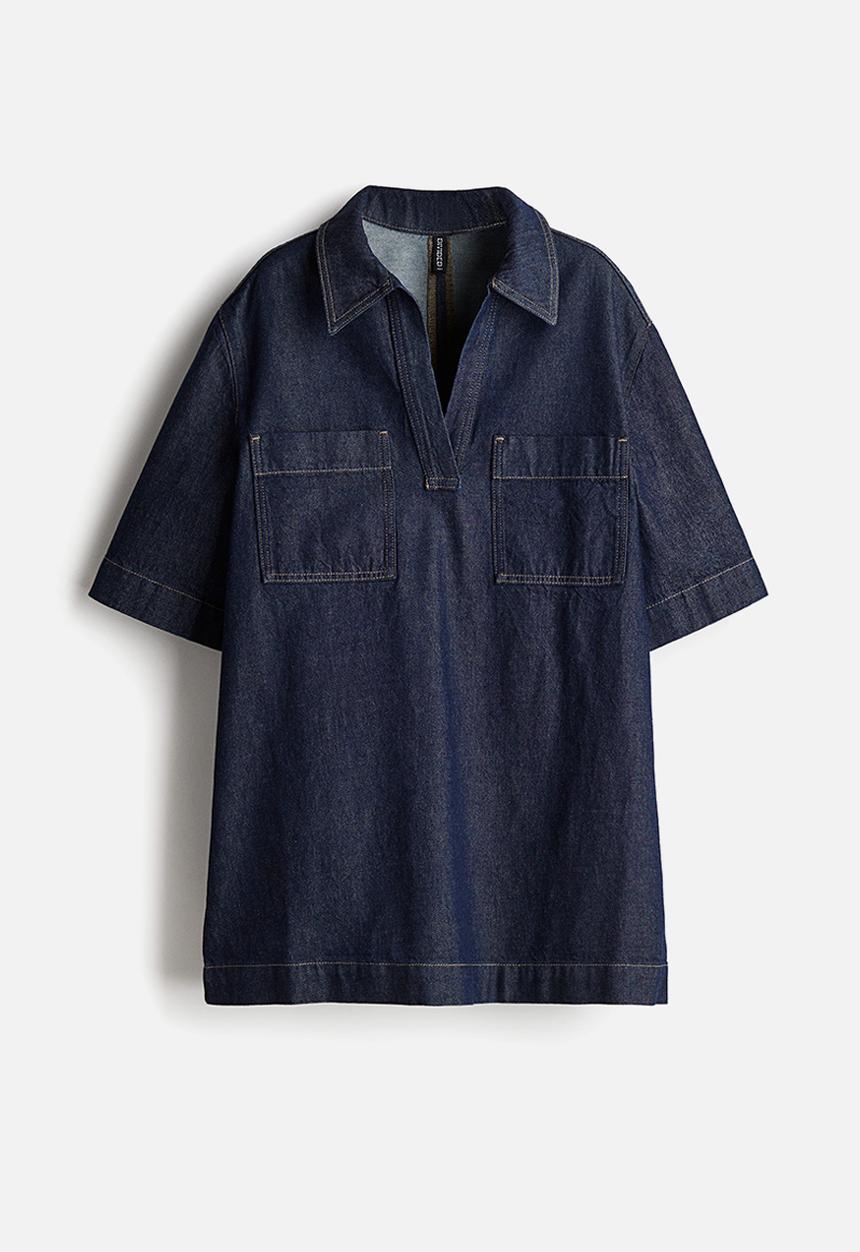 H&M - Collared denim dress - dark denim blue