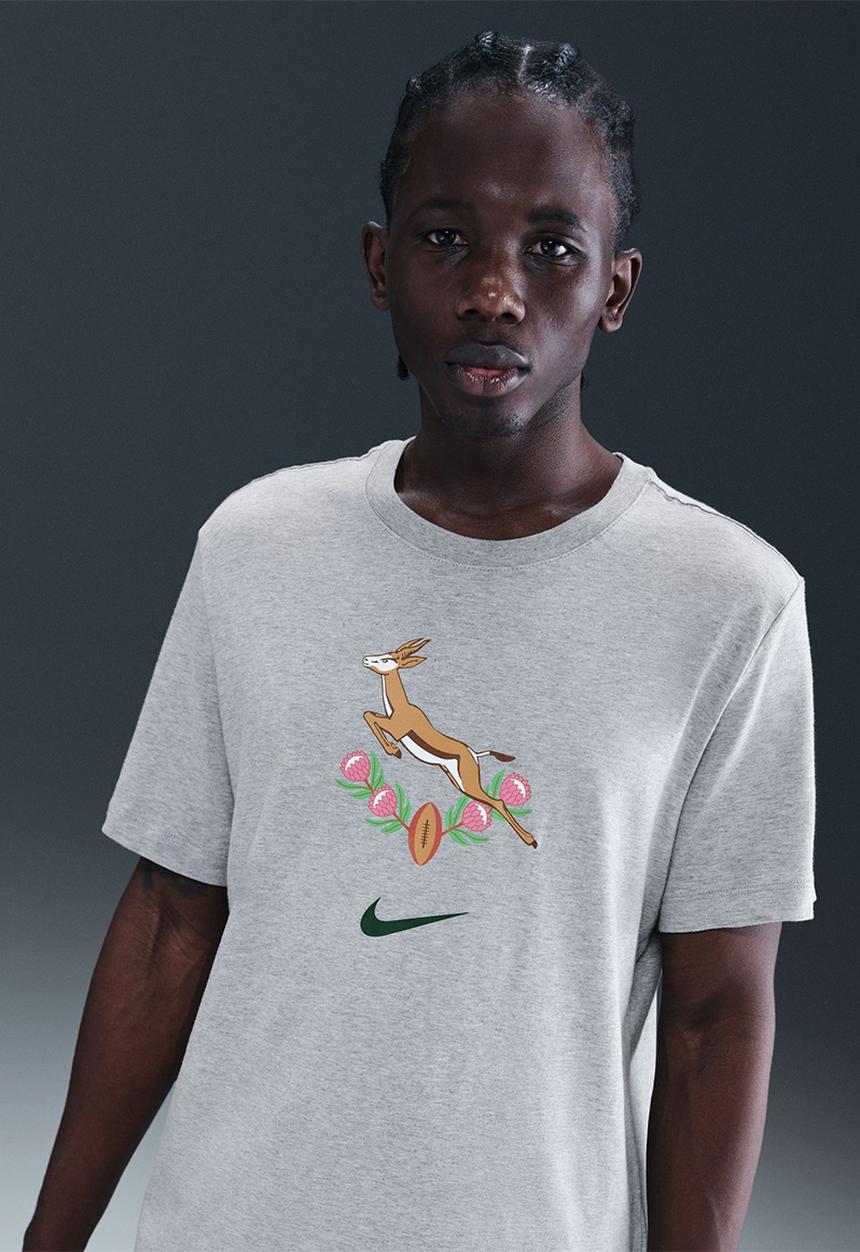 Nike - Springbok Men's Heritage T-Shirt - Dk Grey Heather/Gorge Green