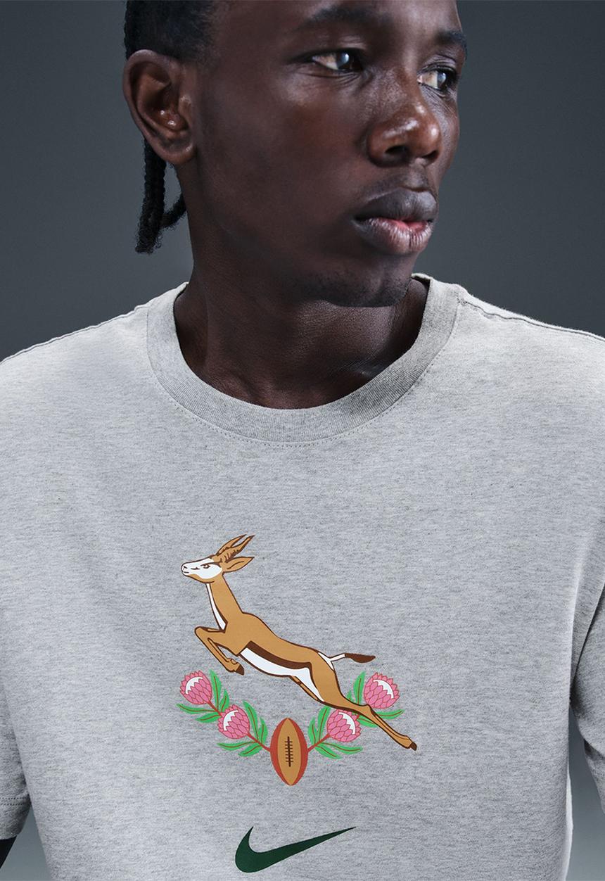 Nike - Springbok Men's Heritage T-Shirt - Dk Grey Heather/Gorge Green