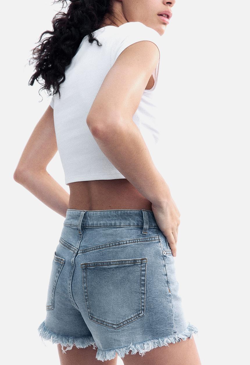 H&M - High denim shorts - light denim blue