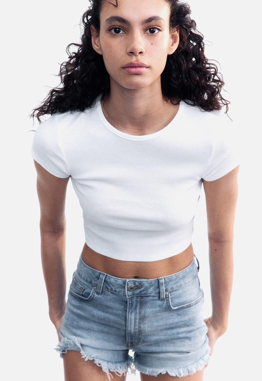 H&M - High denim shorts - light denim blue