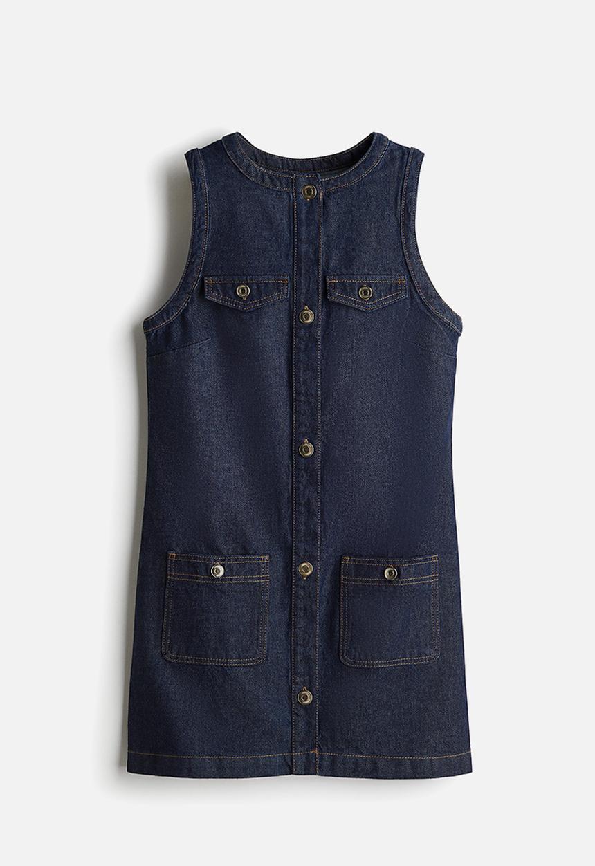 H&M - Button-front denim dress - dark denim blue