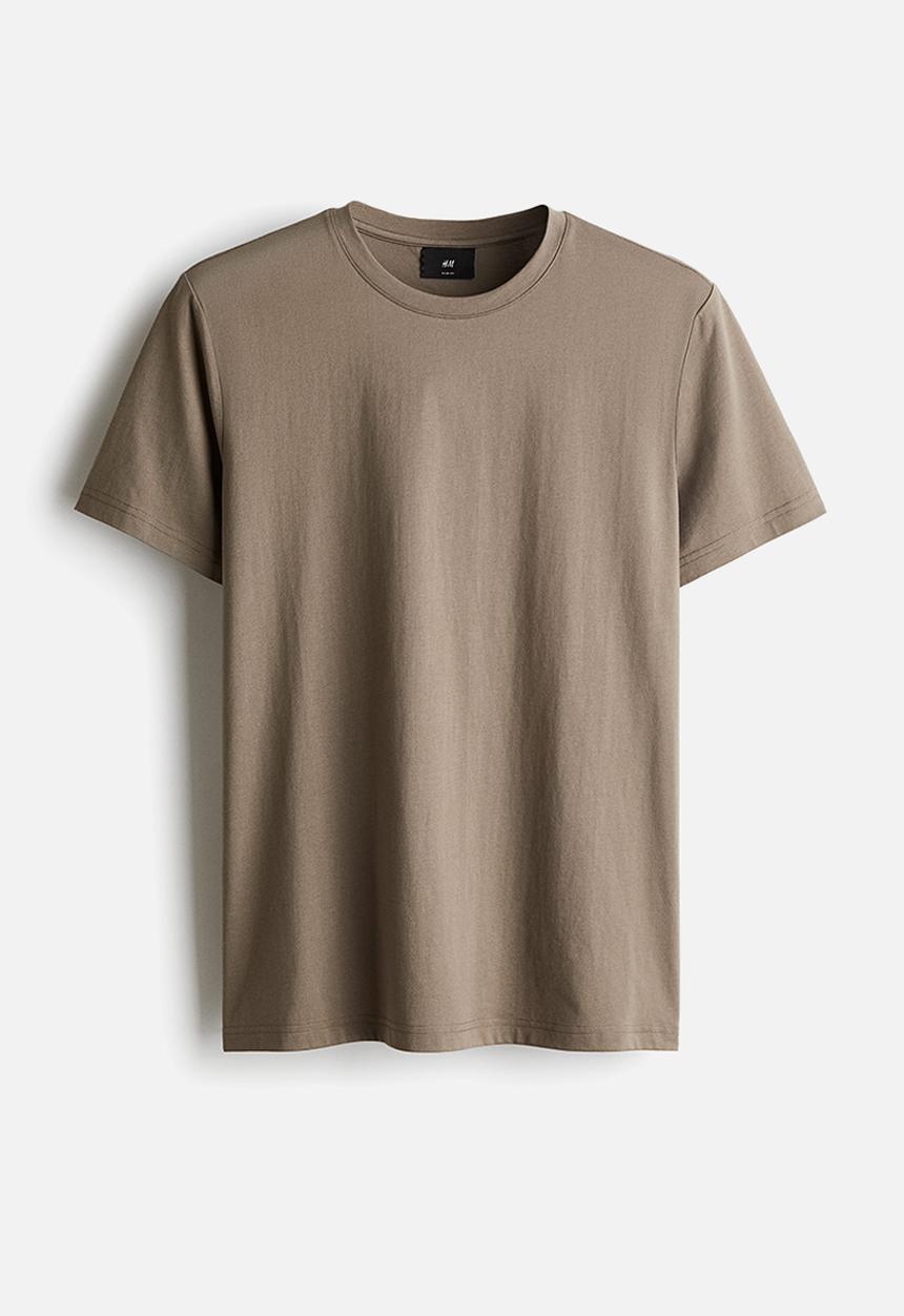 H&M - Slim fit pima cotton T-shirt - light brown
