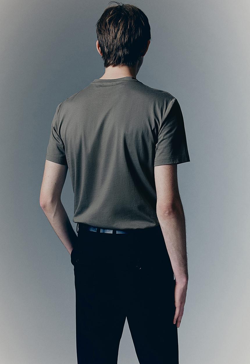 H&M - Slim fit pima cotton T-shirt - dark khaki green