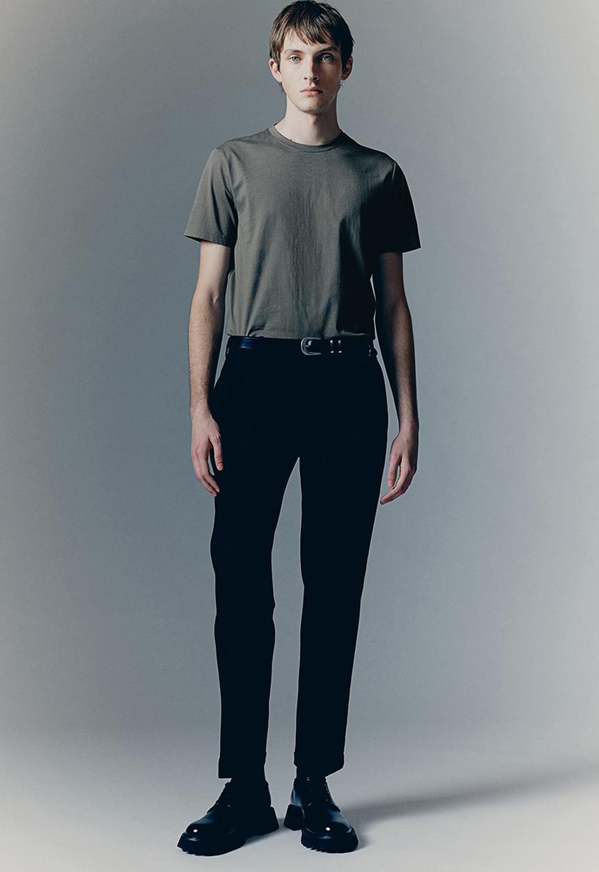 H&M - Slim fit pima cotton T-shirt - dark khaki green