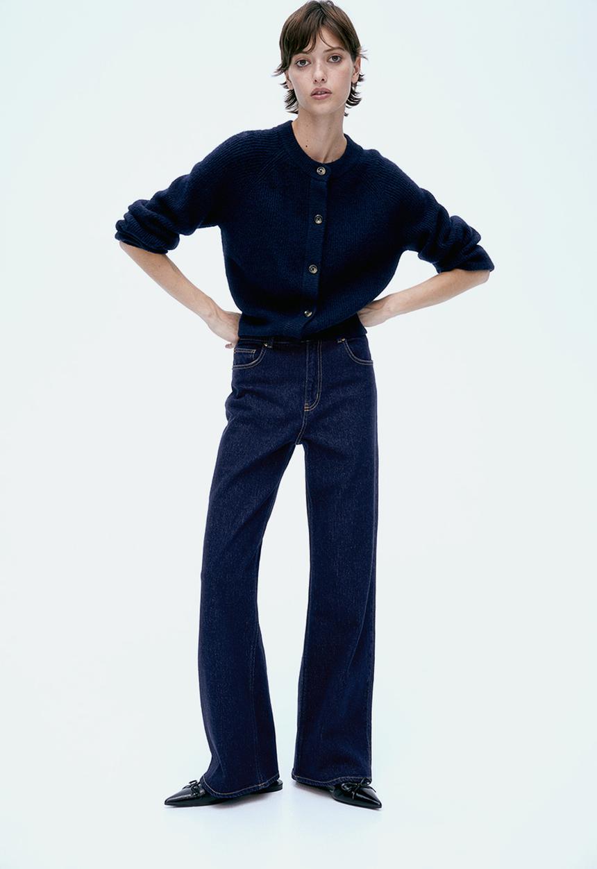 H&M - Wide high jeans - dark denim blue