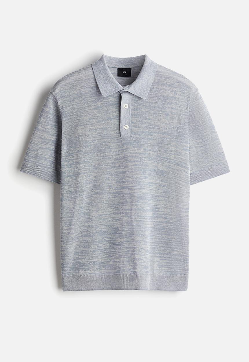 H&M - Regular fit fine-knit polo shirt - grey marl