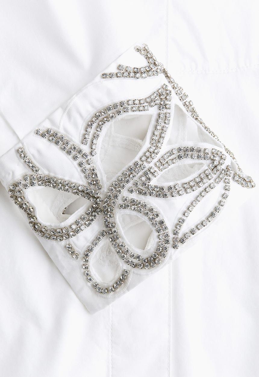 H&M - Rhinestone-detail tuxedo shirt - white