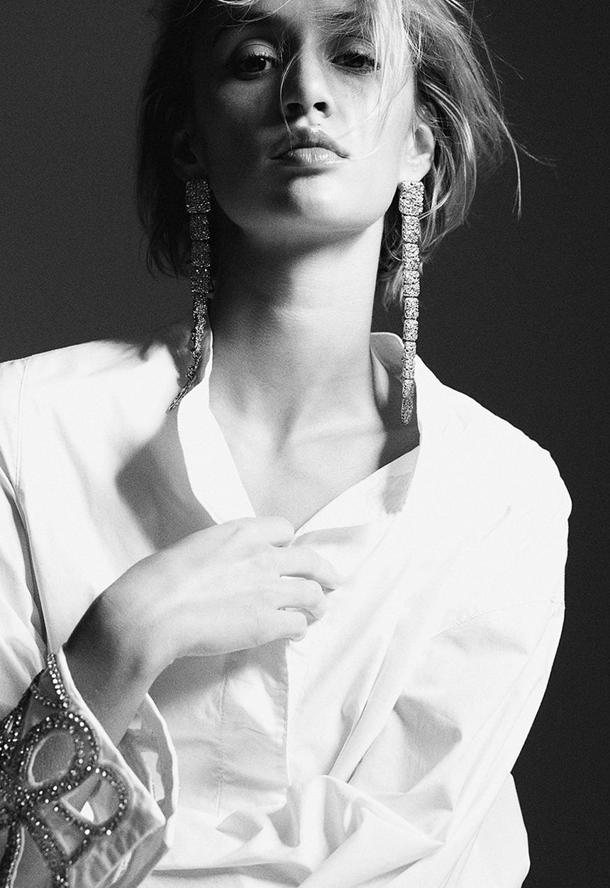H&M - Rhinestone-detail tuxedo shirt - white
