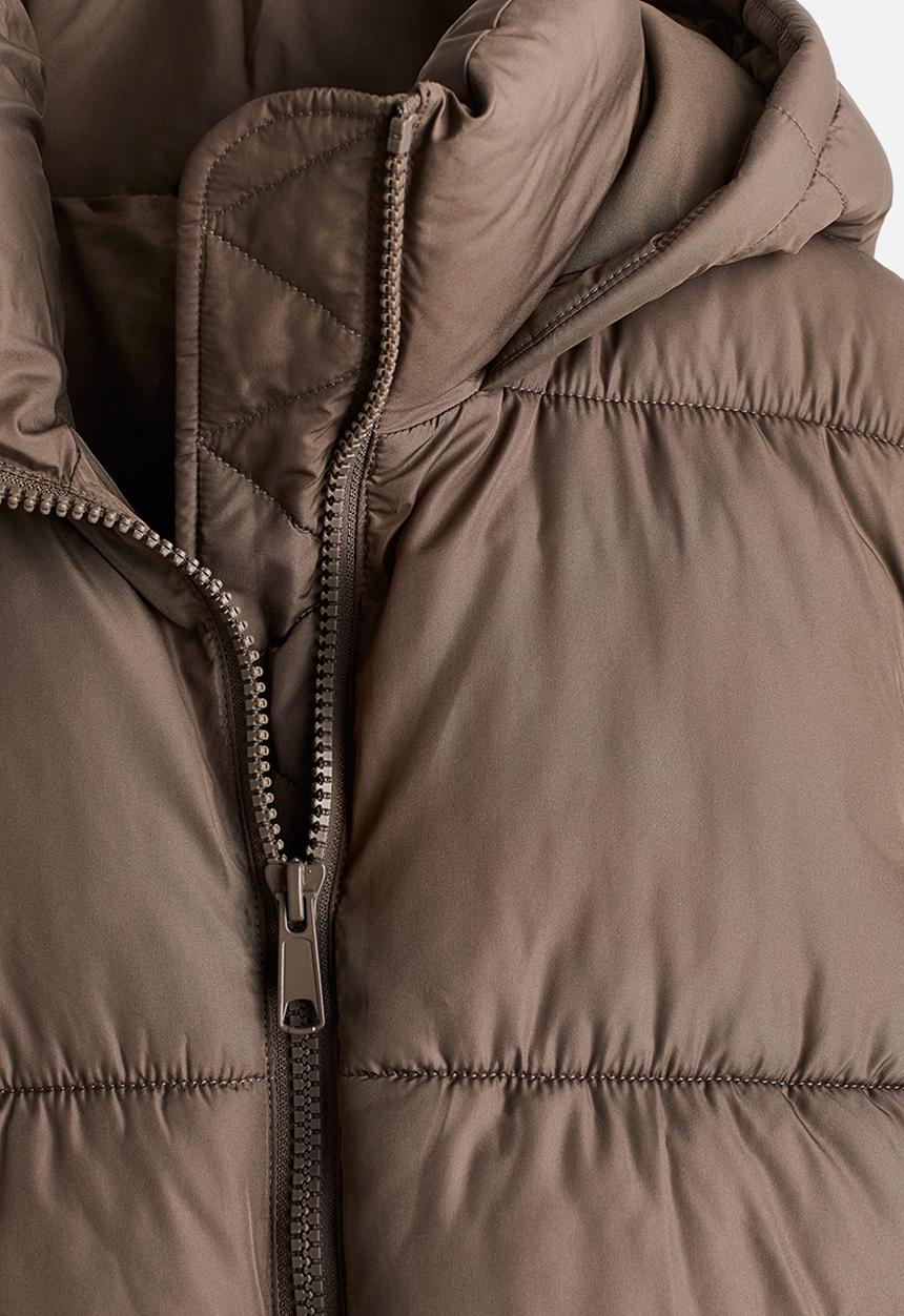 H&M - Hooded puffer jacket - dark beige