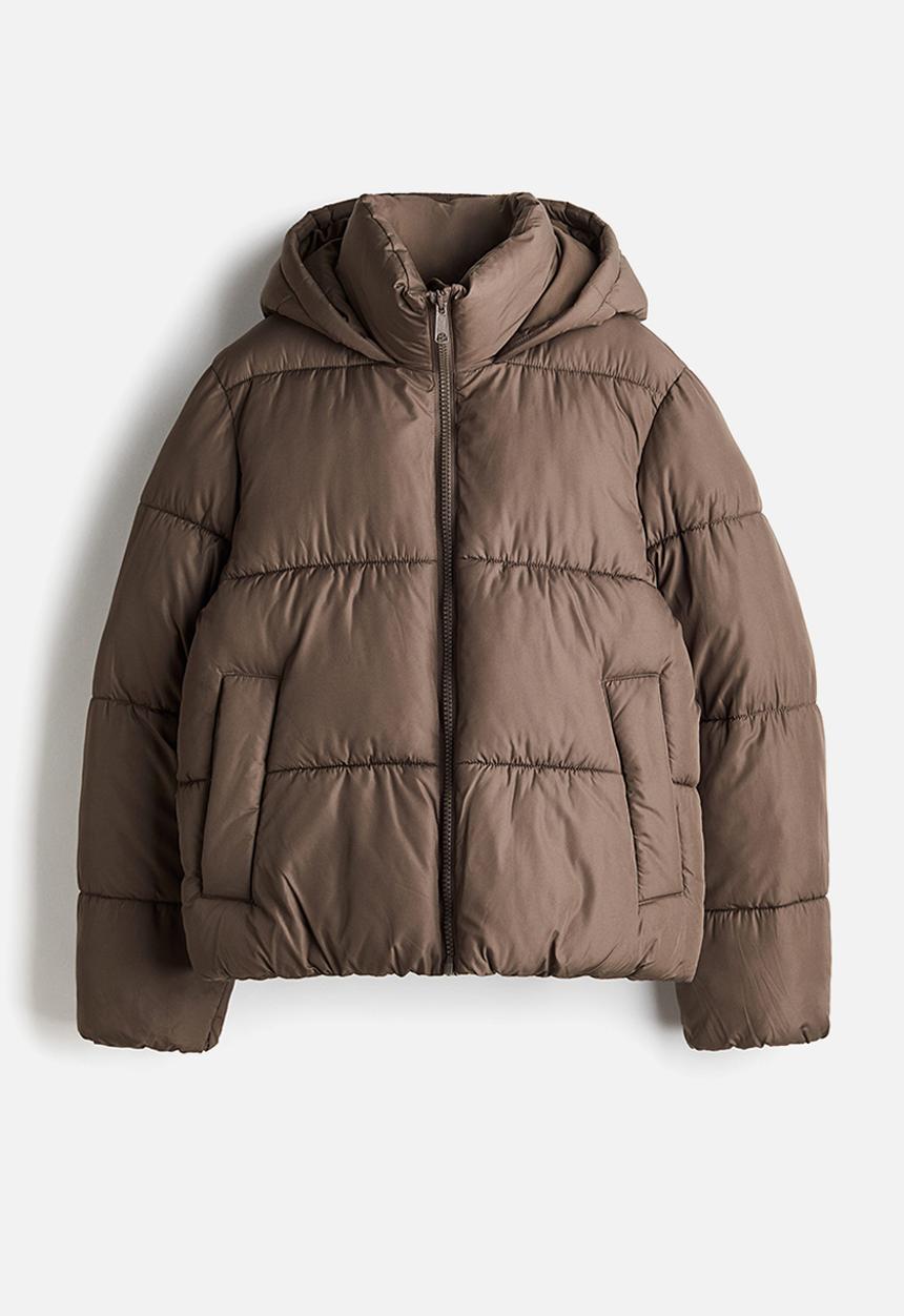 H&M - Hooded puffer jacket - dark beige