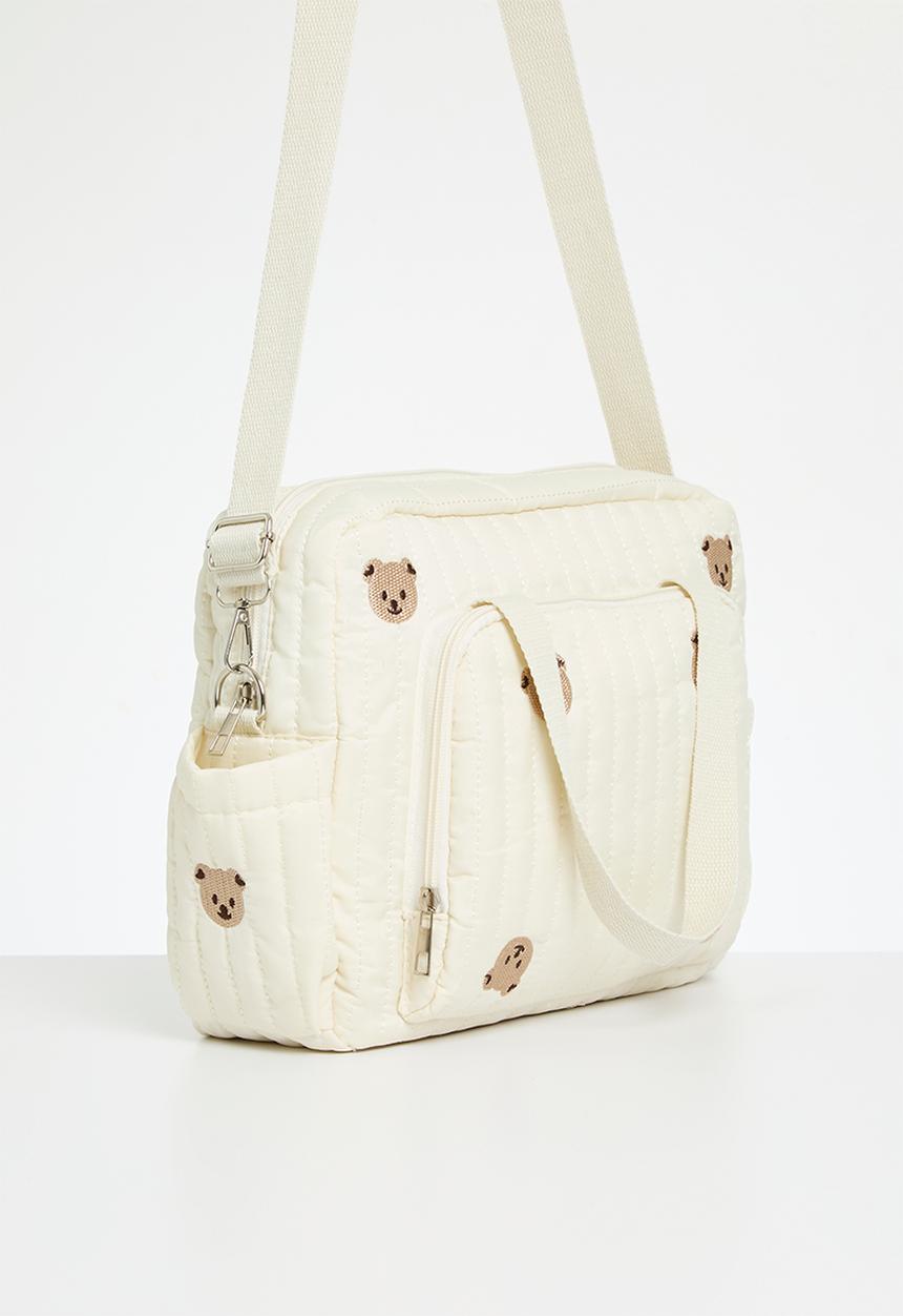 Pop Candy - Printed diaper bag-ecru & brown