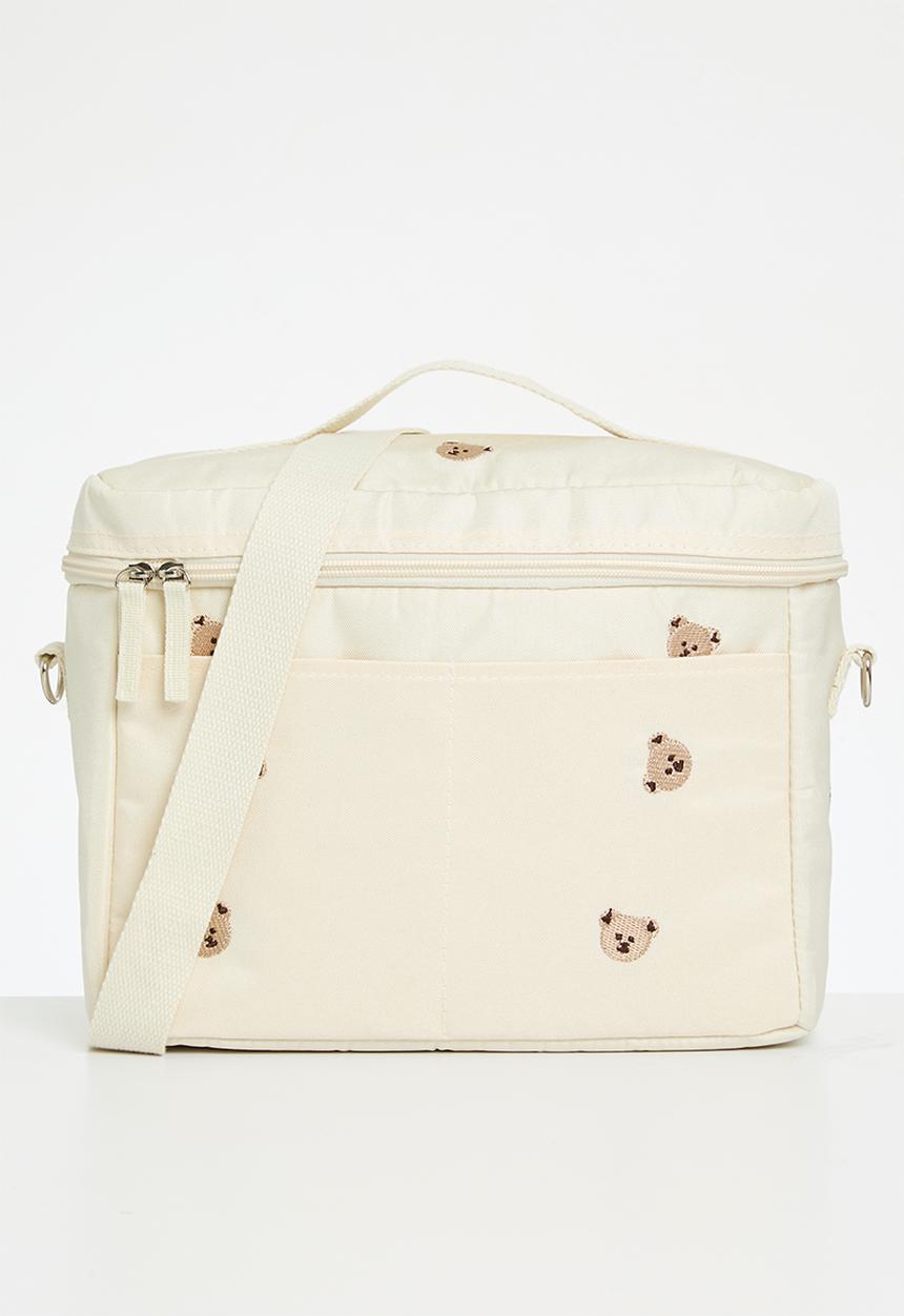 Pop Candy - Bear print diaper bag - ecru & brown