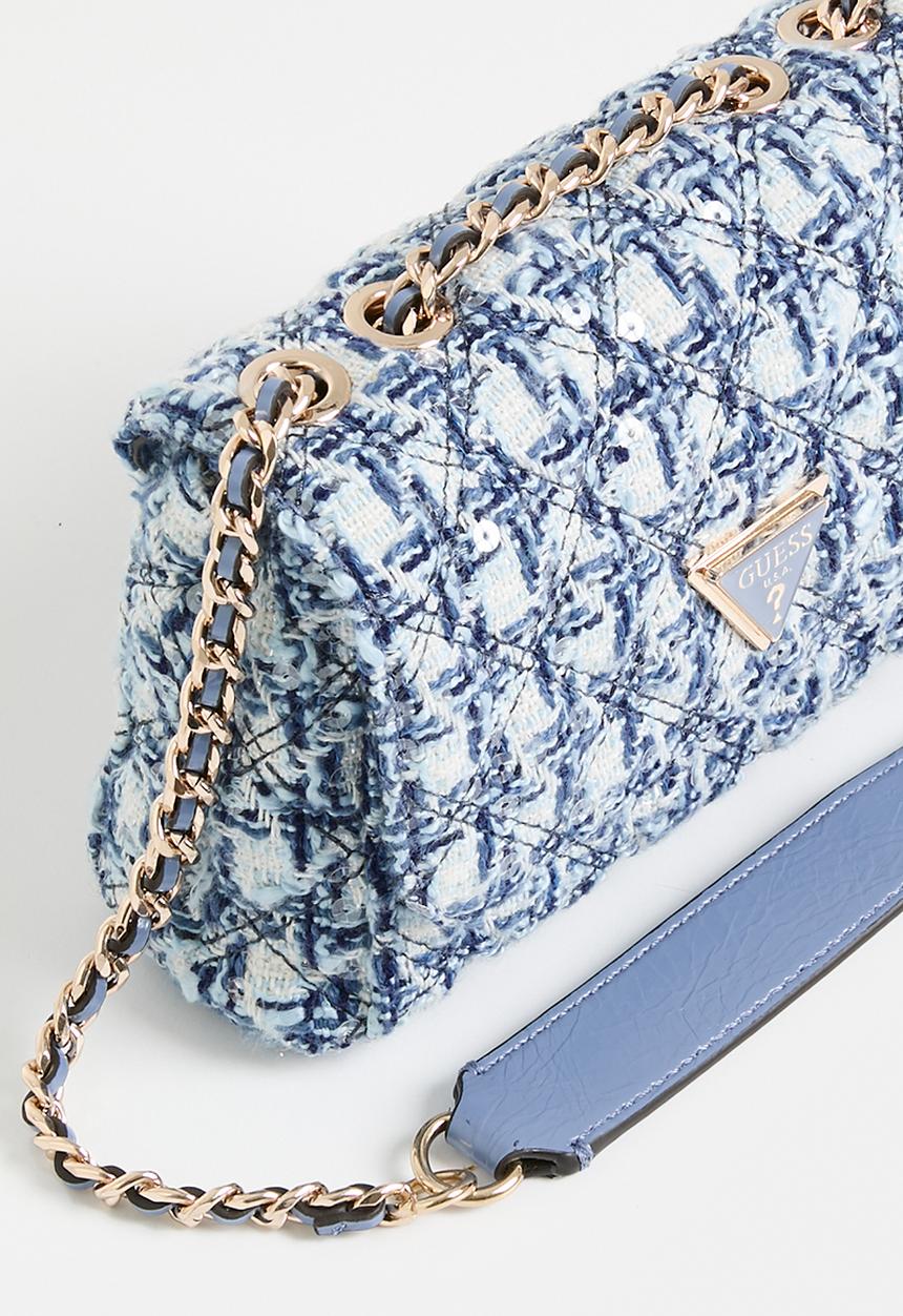 GUESS - Giully mini 2 comp convertible flap crossbody bag - stormy blue
