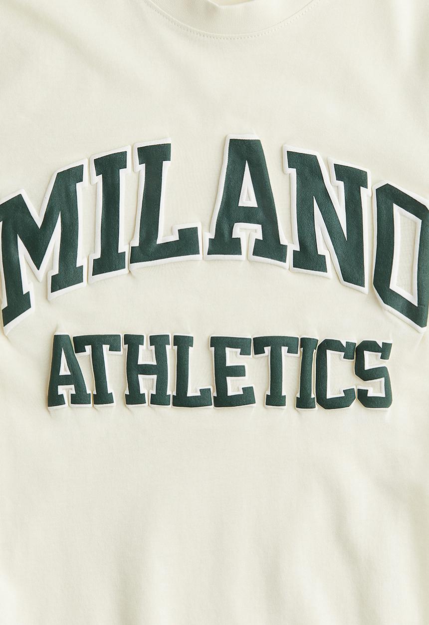 H&M - T-shirt - pale yellow & milano athletics