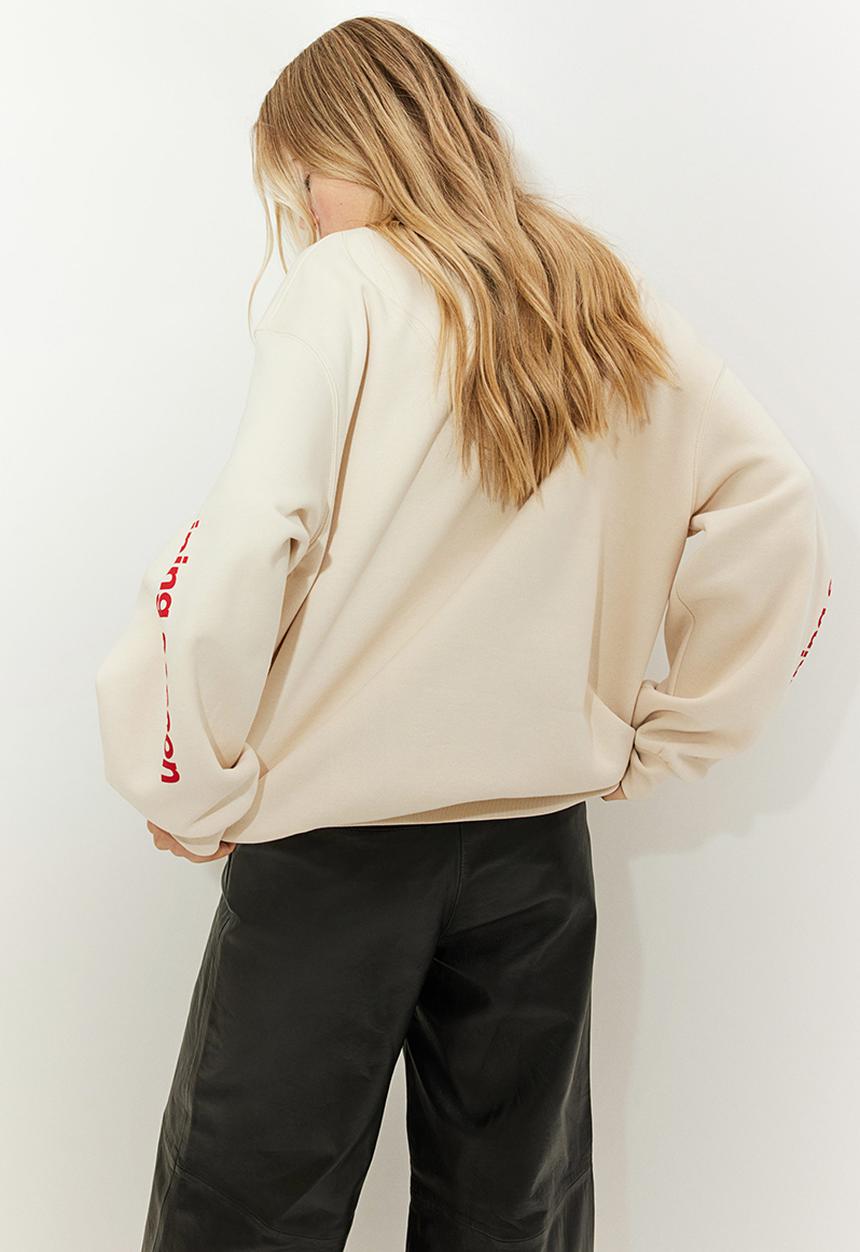 H&M - Oversized printed sweatshirt - light beige dua lipa