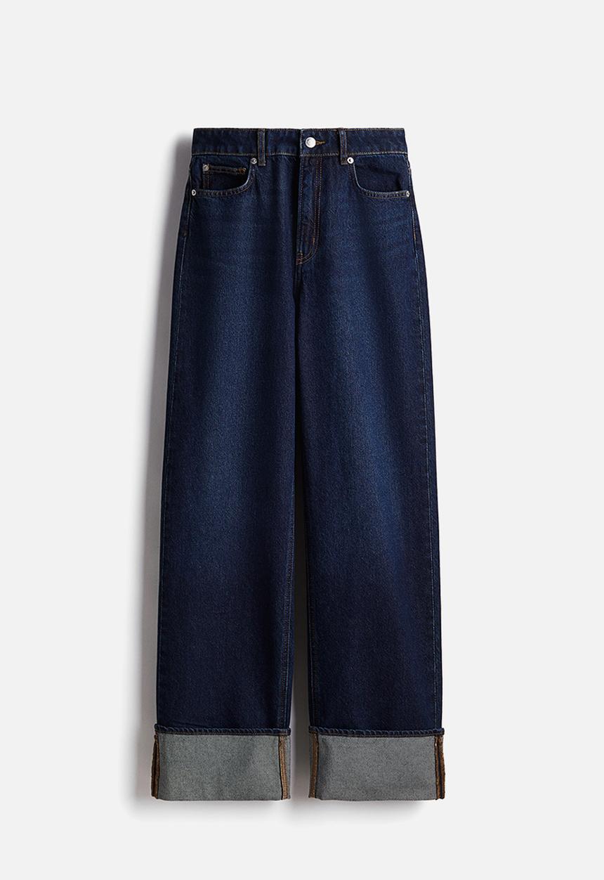 H&M - Straight turn-up jeans - dark denim blue