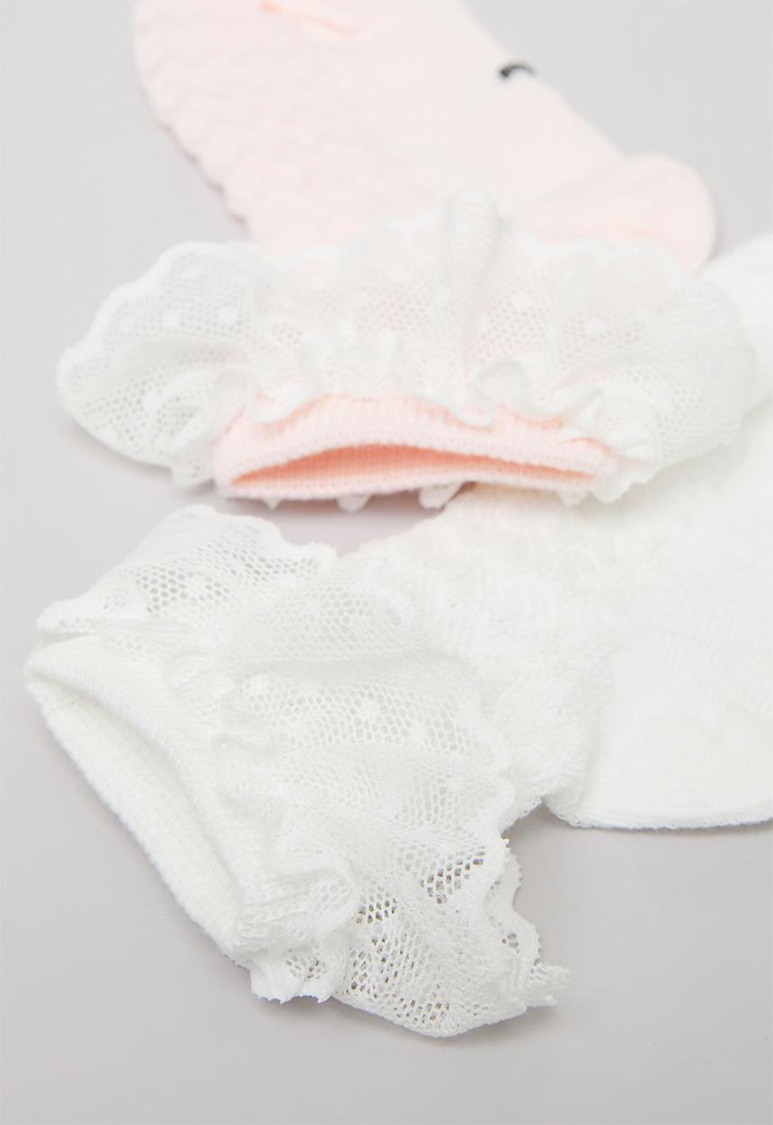 Pop Candy - 2 Pack frilled sock set - white & pink