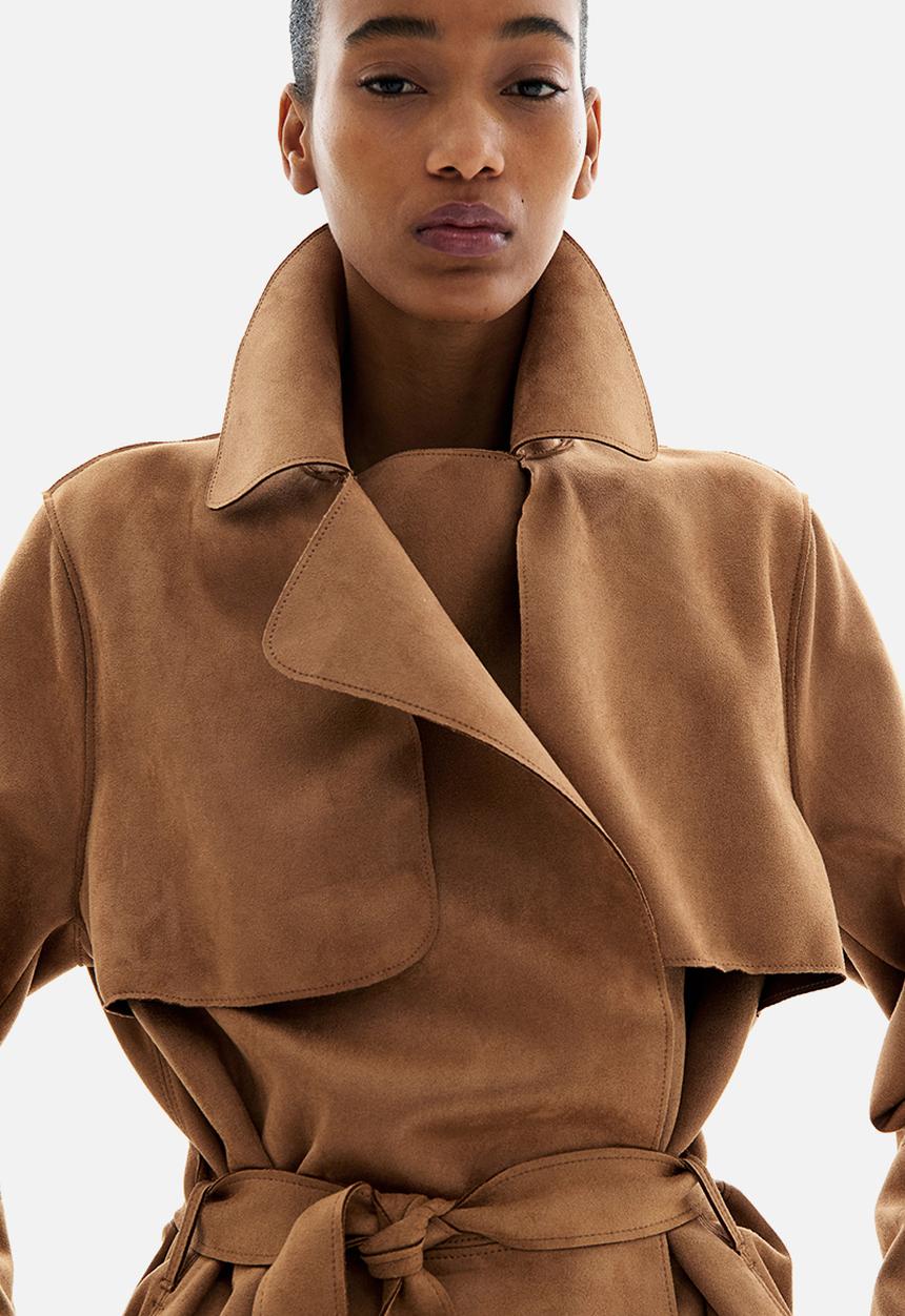 Napped trenchcoat - dark beige - 0929306016