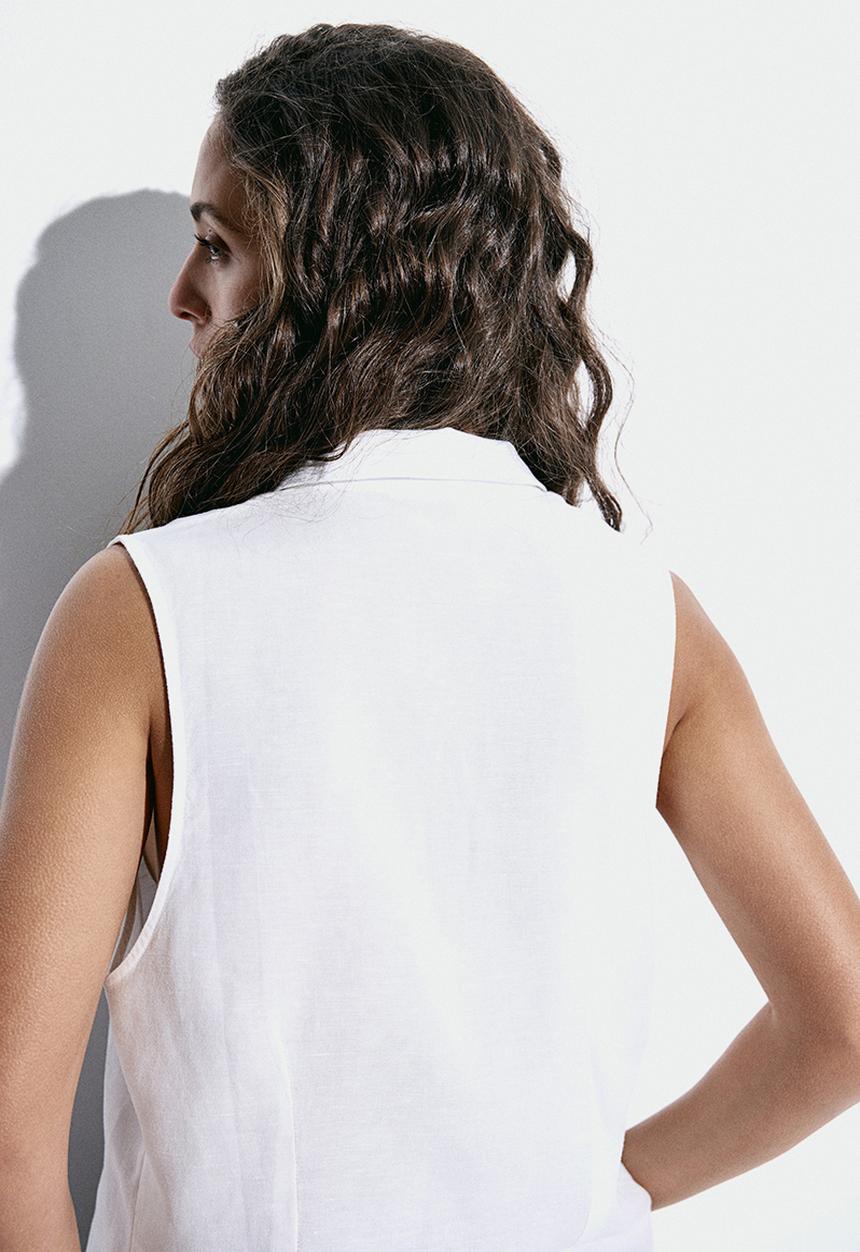 H&M - Sleeveless linen-blend shirt - white