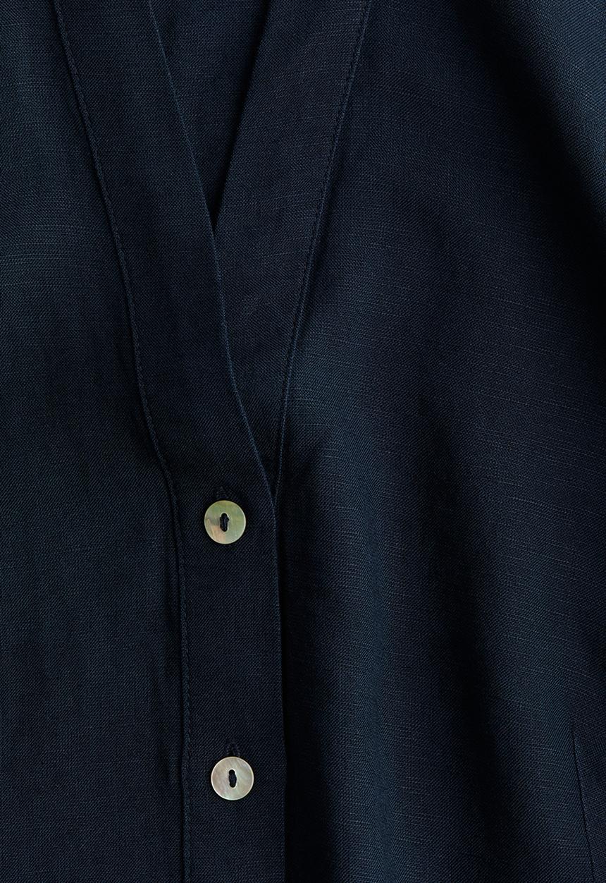 H&M - Sleeveless linen-blend shirt - navy blue