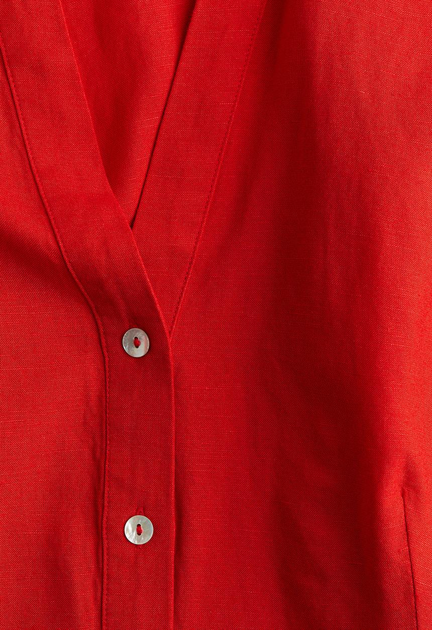 H&M - Sleeveless linen-blend shirt - red