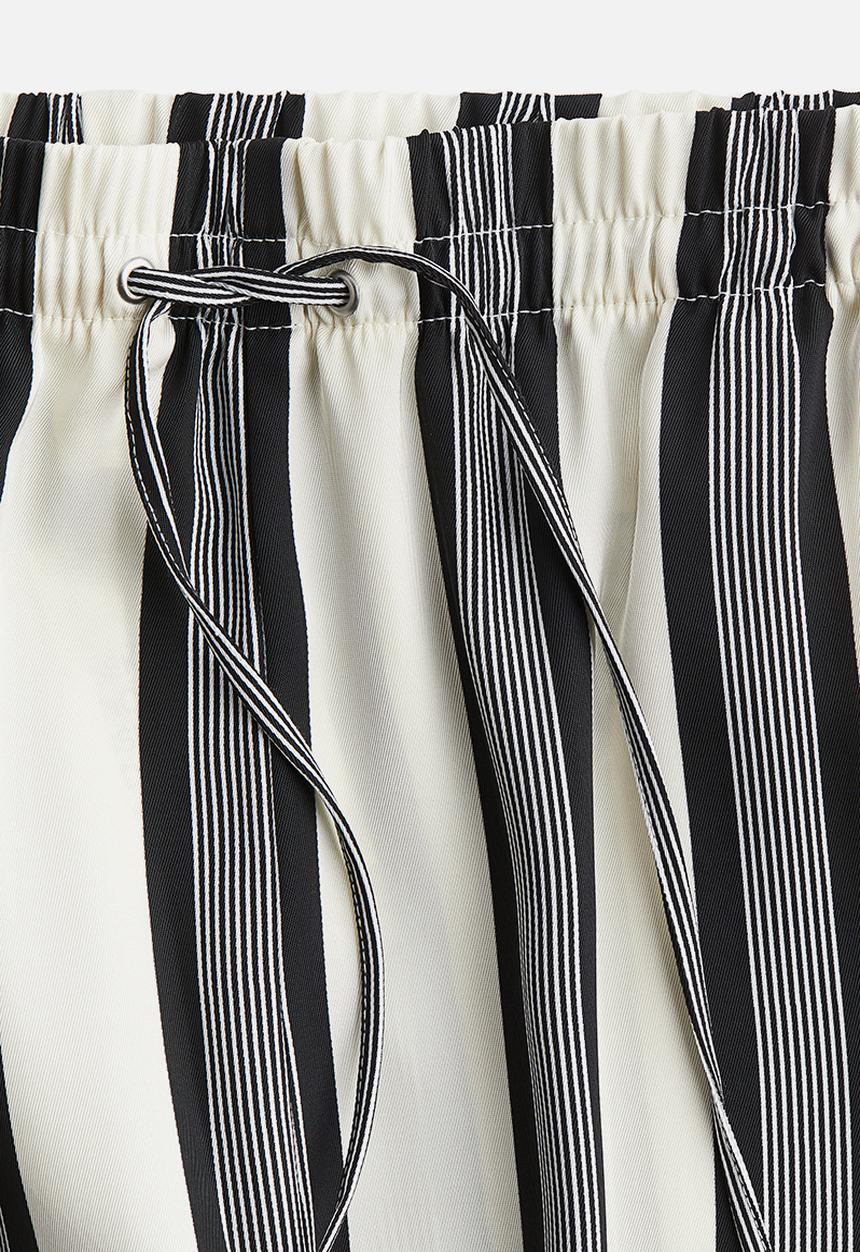 H&M - Wide drawstring trousers - cream & black striped