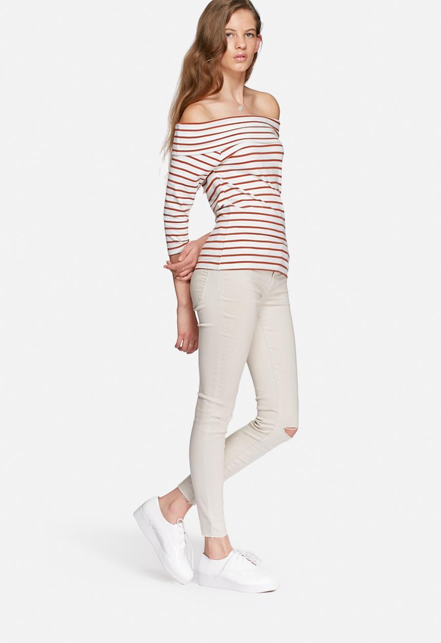 Jacqueline de Yong - Kenya stripy off the shoulder top
