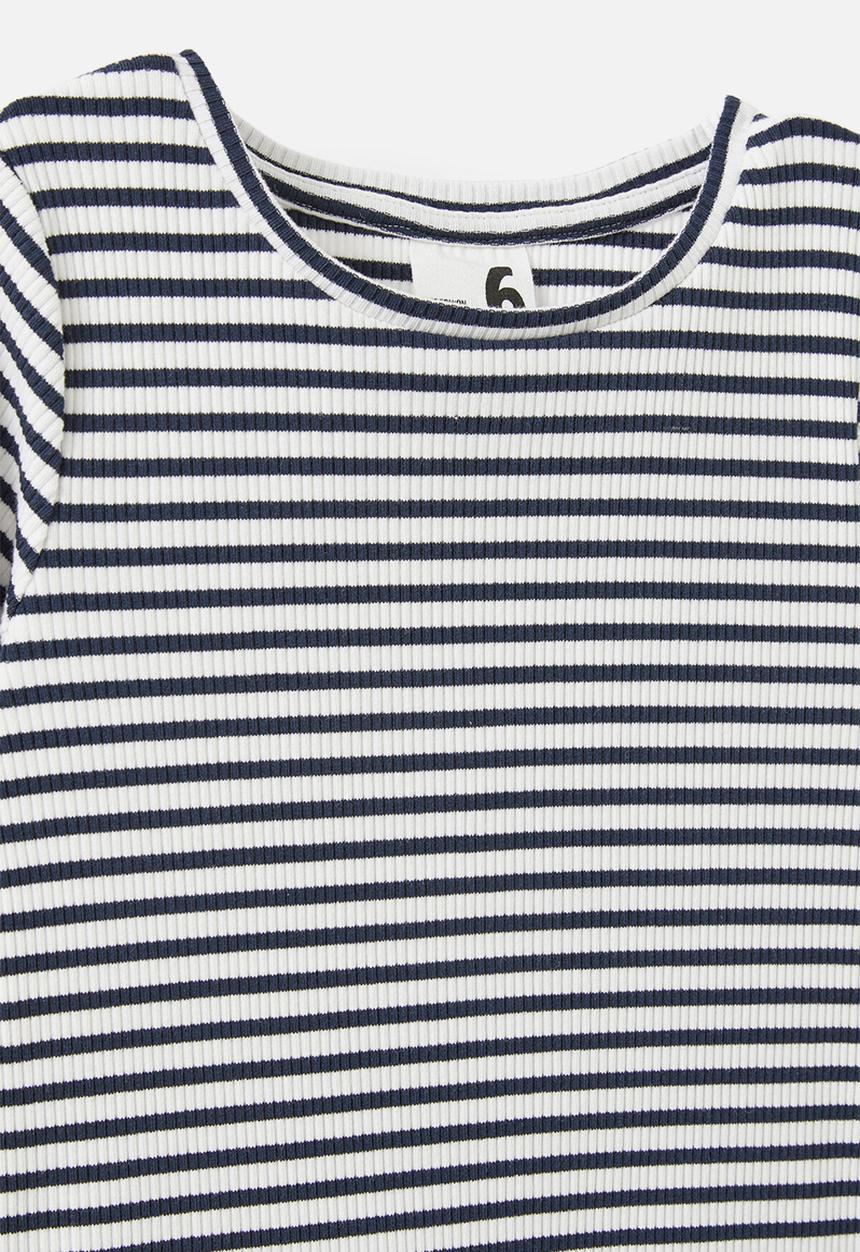 Cotton On - Raya baby tee - squid ink/vanilla stripe