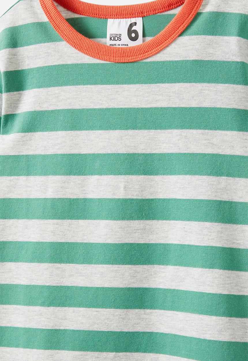 Cotton On - Jordan short sleeve pyjama set - bobbi stripe cloud marle/guac