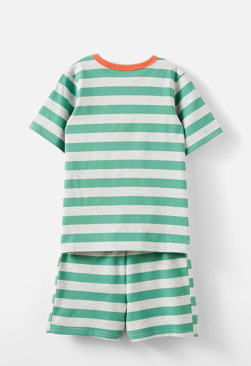 Cotton On - Jordan short sleeve pyjama set - bobbi stripe cloud marle/guac
