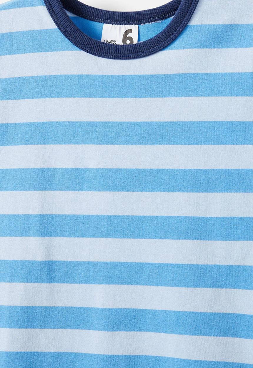 Cotton On - Jordan short sleeve pyjama set - bobbi stripe dawn blue/deep sea blue