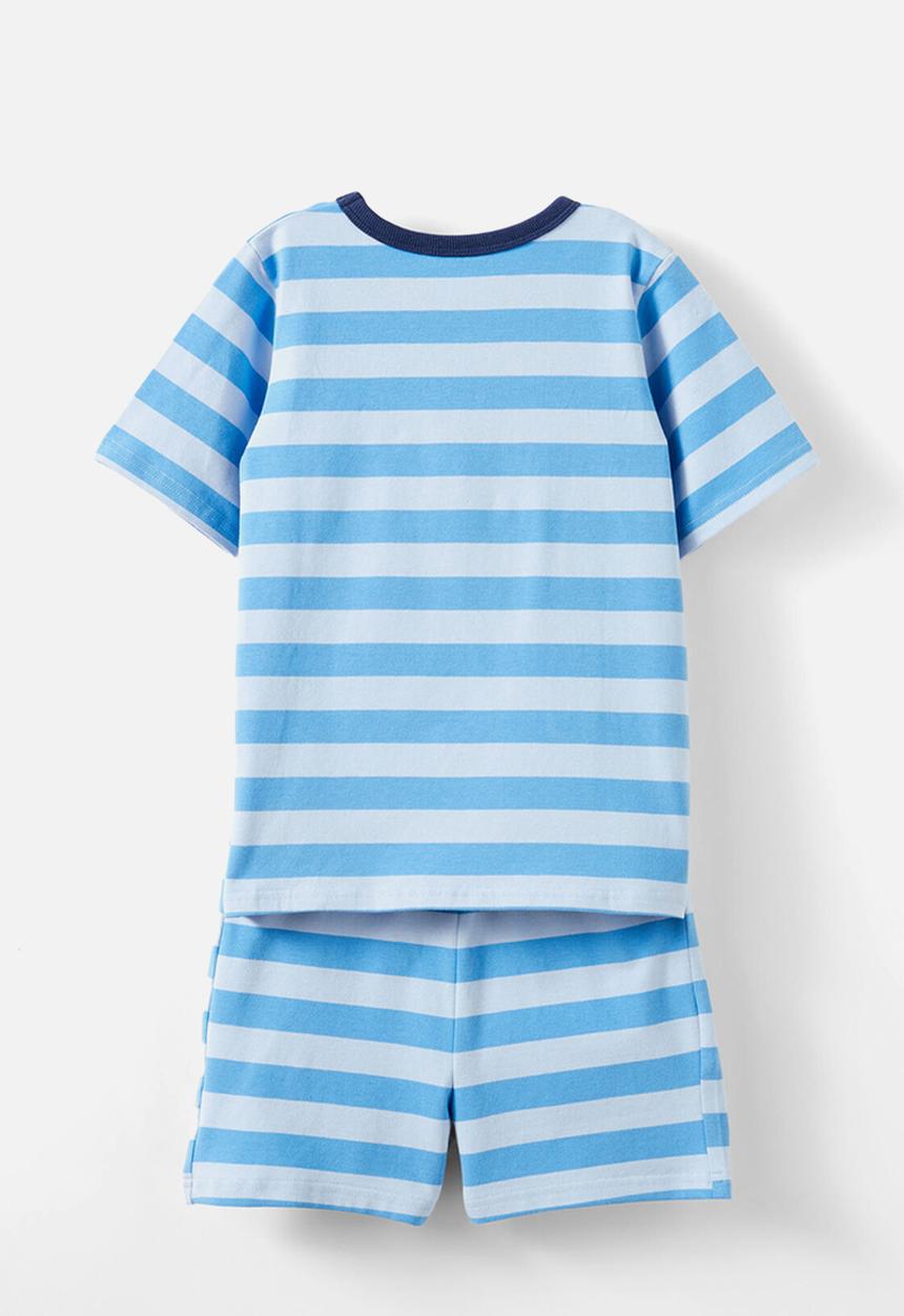 Cotton On - Jordan short sleeve pyjama set - bobbi stripe dawn blue/deep sea blue