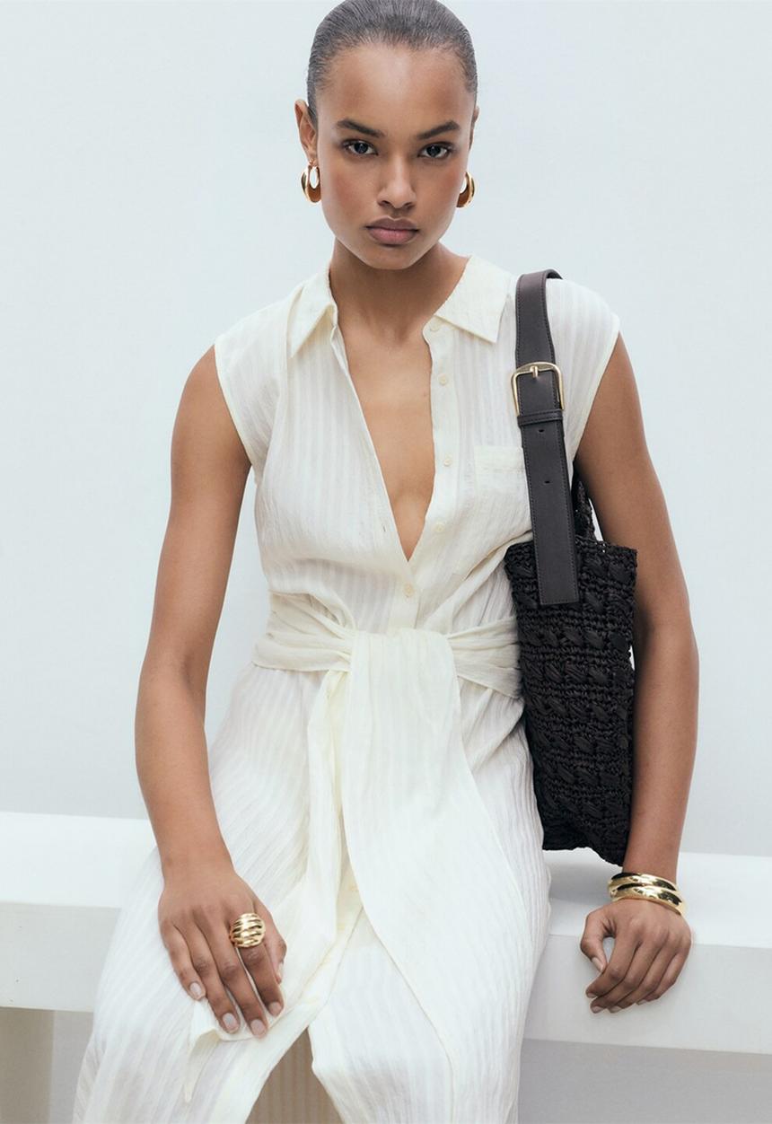 MANGO - Dress Sero - Light Beige