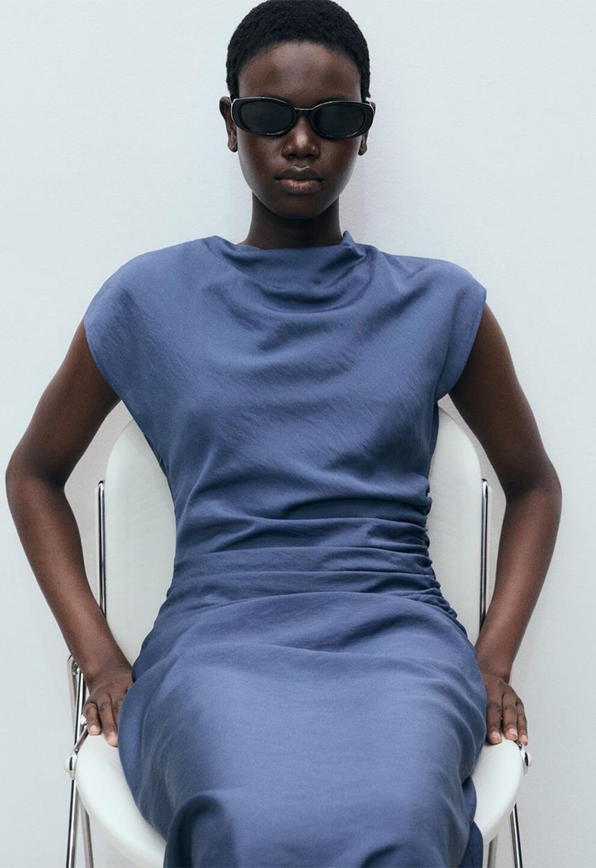 MANGO - Dress Kelly - Medium Blue