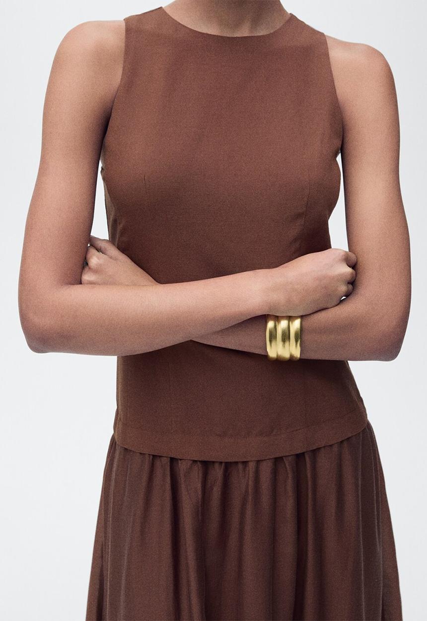 MANGO - Dress Wood - Brown