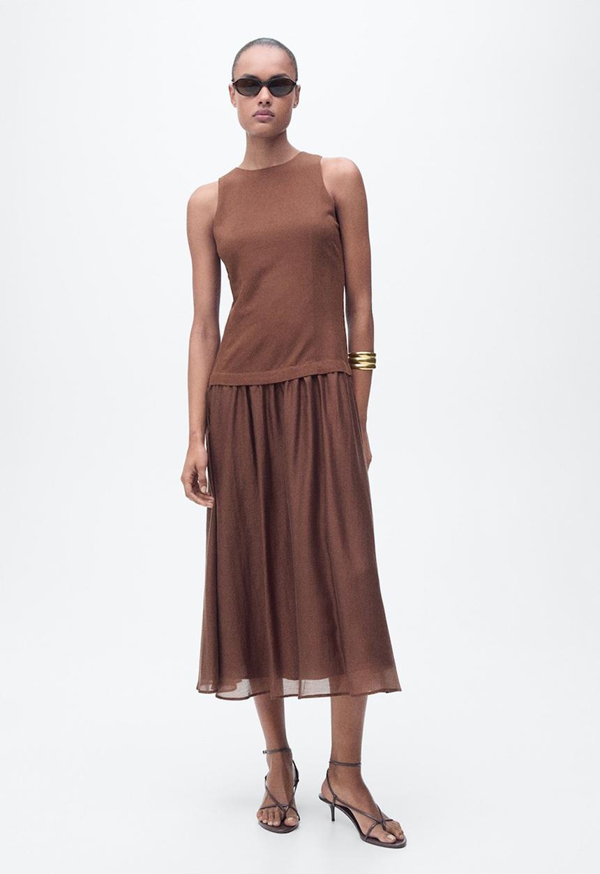 MANGO - Dress Wood - Brown