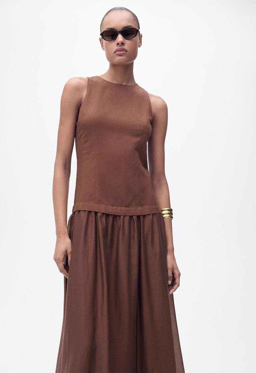 MANGO - Dress Wood - Brown